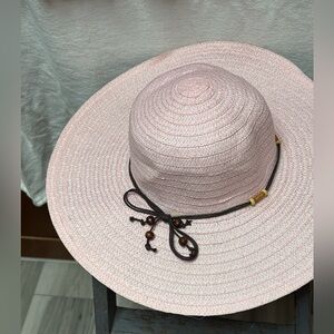 Elegant Pink Sun Hat with Beaded Accent